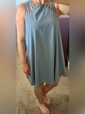 She + Sky Taupe Tank with Strappy Detail